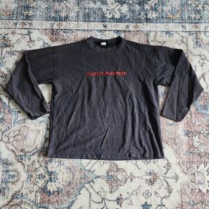 Vntg 90s Harley Davidson Men Crewneck Thermal Long Sleeve Shirt Gray Orange Lg